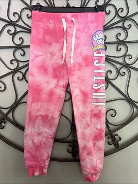 Justice Pink Tie-Dye Jogger Sweatpants with Bubble Pop Logo